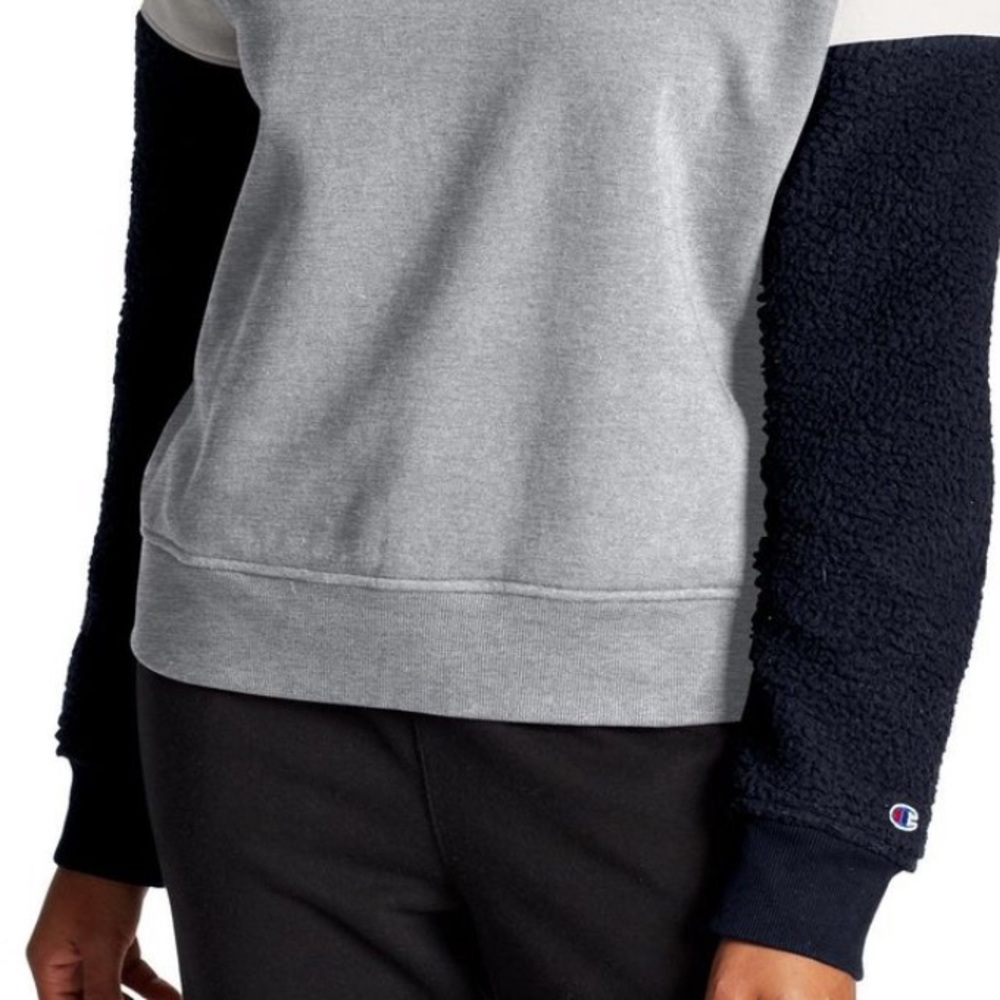 Champion gray navy sweatshirt shearling XL Large - Picture 4 of 6